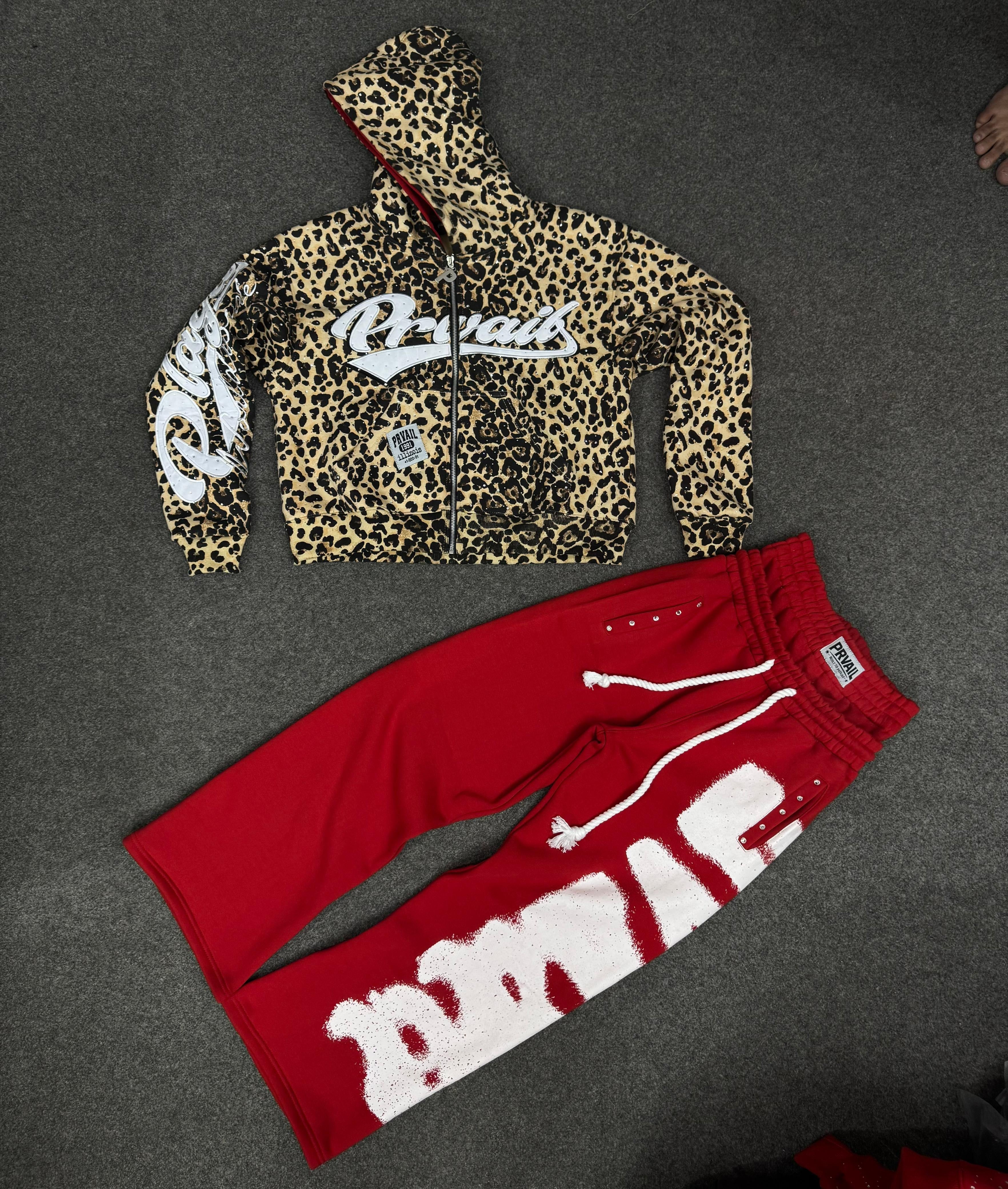 PRVAIL ZIP JACKET AND DOUBLE WAISTED PANTS SET "CHEETAH"
