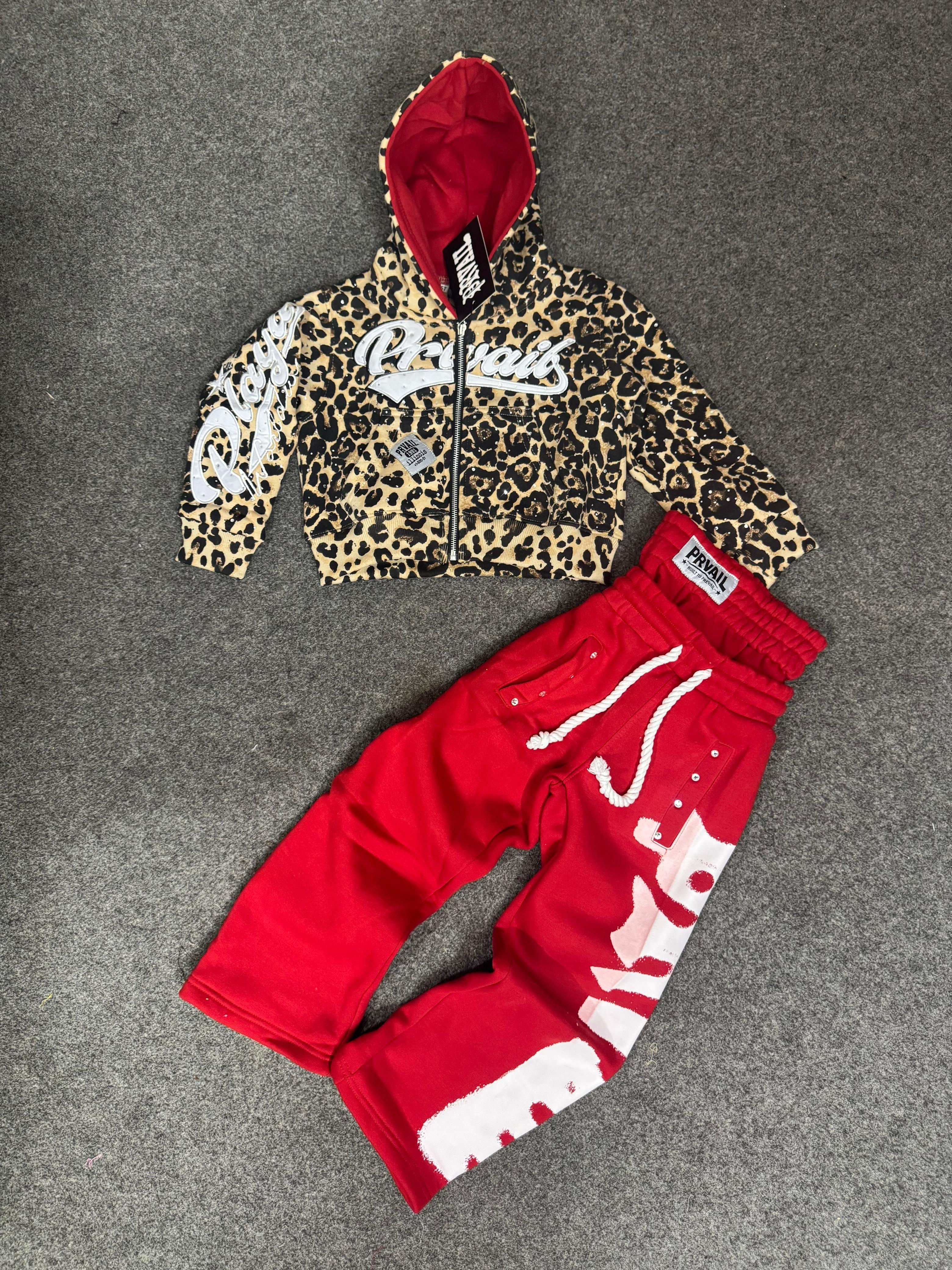 KIDS PRVAIL ZIP JACKET AND DOUBLE WAISTED PANTS SET "CHEETAH"