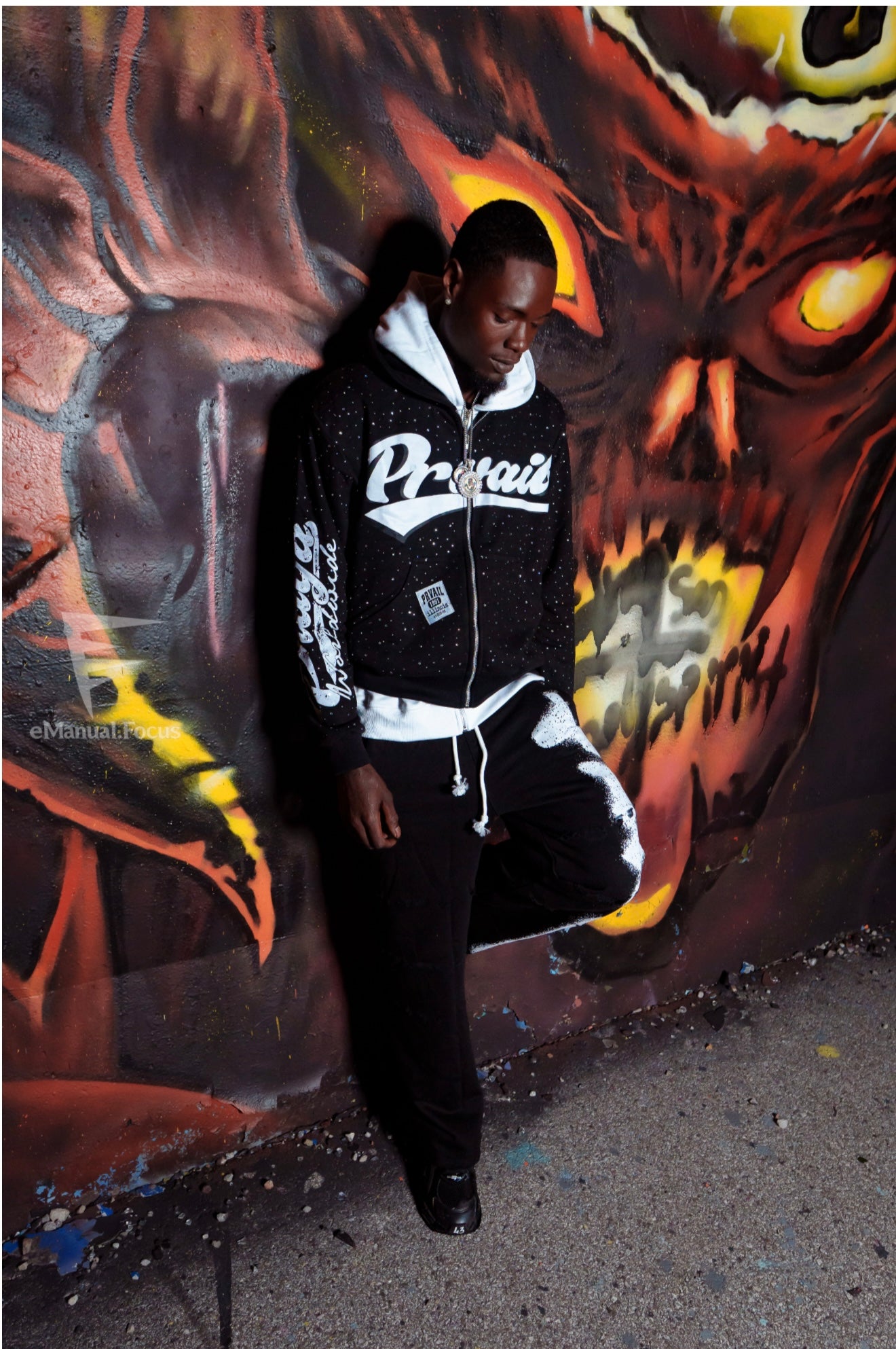 PRVAIL ZIP JACKET AND DOUBLE WAISTED PANTS SET "BLACK"